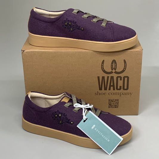 ZA@ WACO Malibu Sparkle Genuine Leather Elastic Laces Womens Sz 12D Vintage Violet A612797