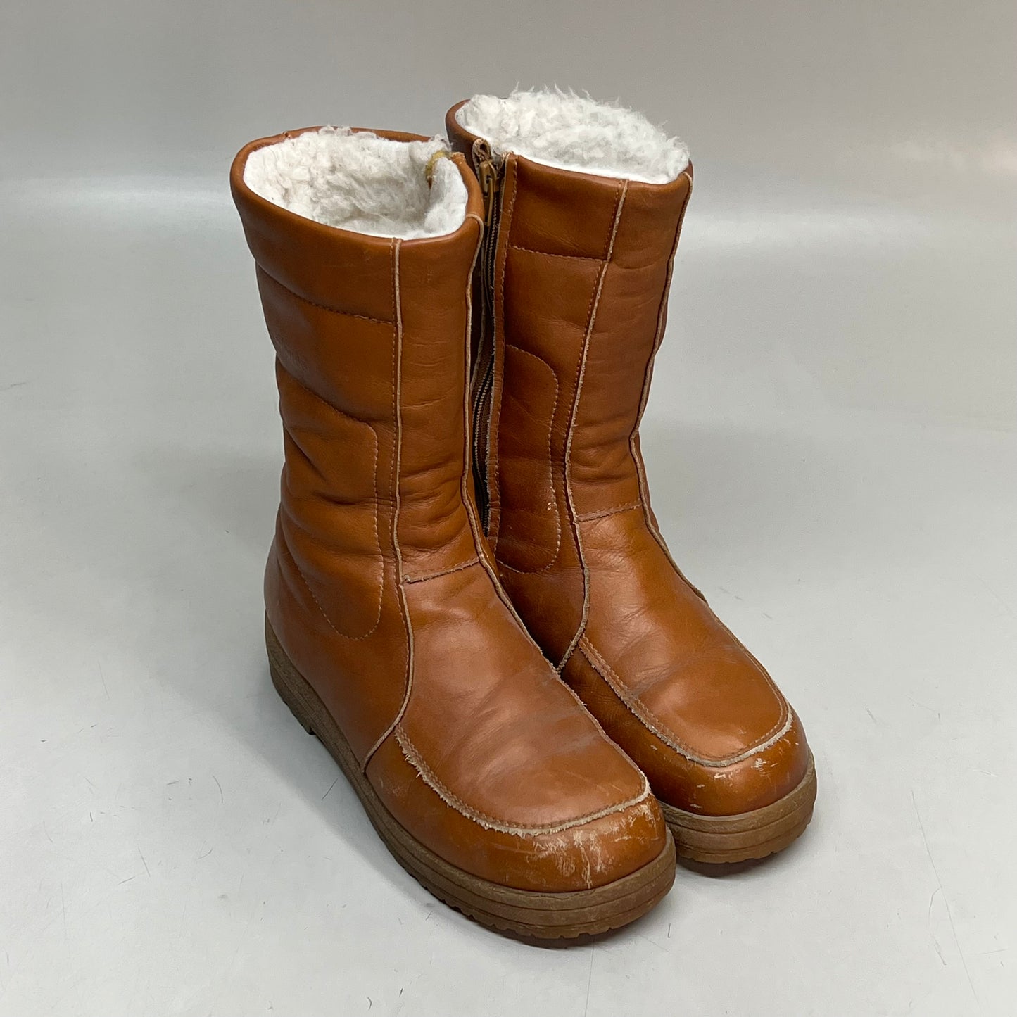 BLONDO Leather Fur Lined Boots Made In Canada Women's Sz 8 Brown (Pre-Owned)