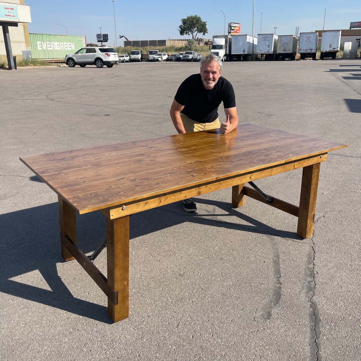 Z@ LANCASTER Vineyard Folding Table, Vintage 84”x40” 164VYTBL8440 (New)