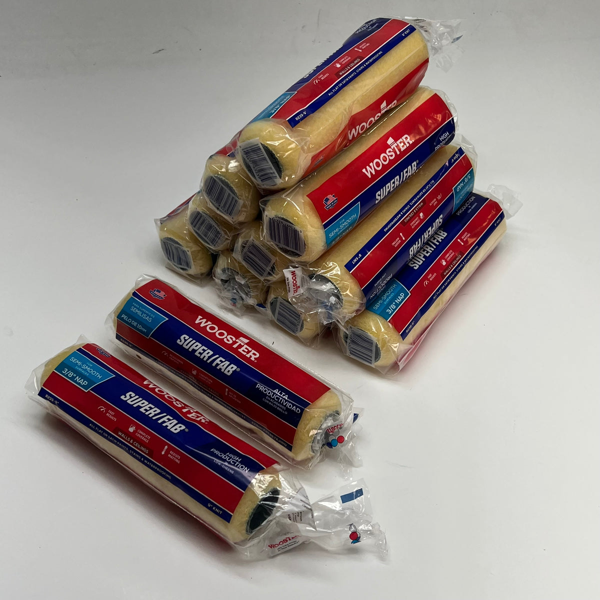 WOOSTER (12 PACK) Super/Fab Knit Roller For Semi Smooth 9"x 3/8" White R239-9