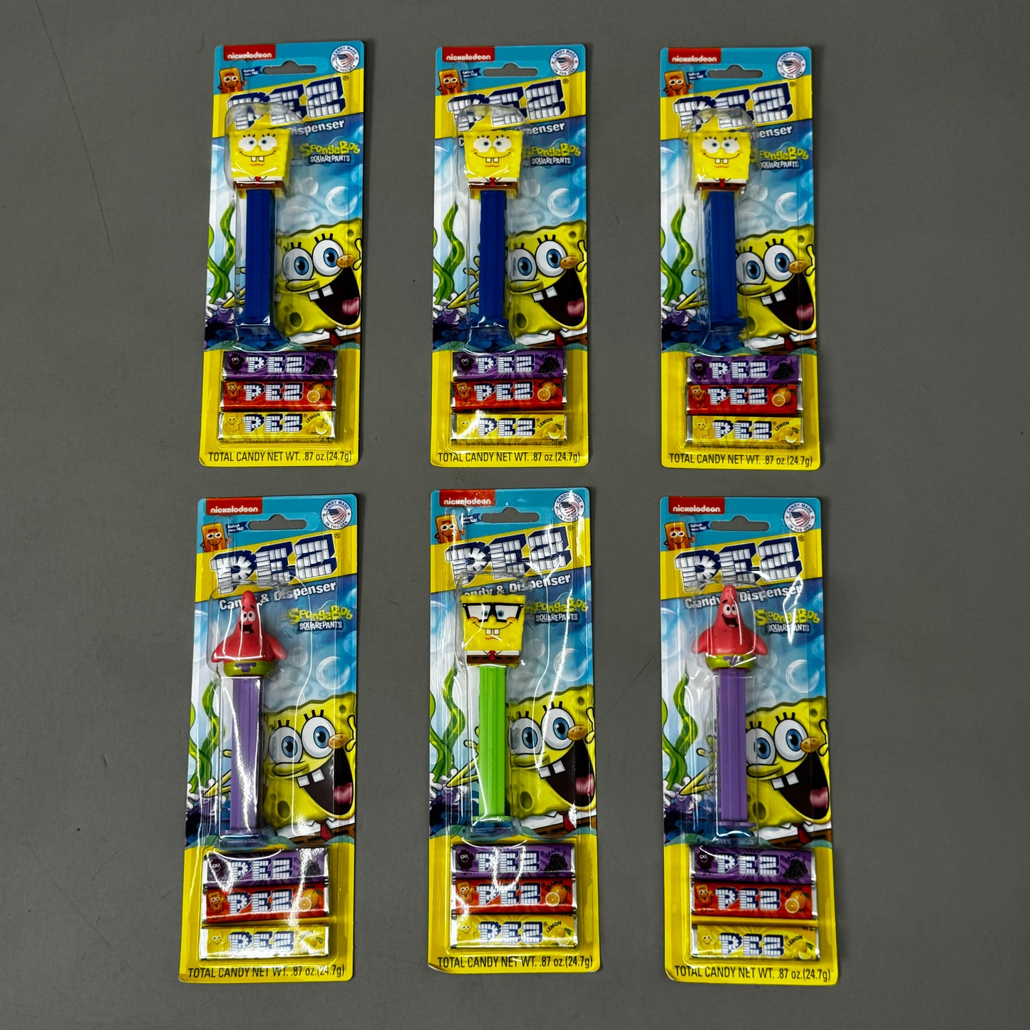 PEZ (6 PACK) Nickelodeon Spongbob Candy Dispenser w/ 3 Pez Flavors BB 3/29 33086E1