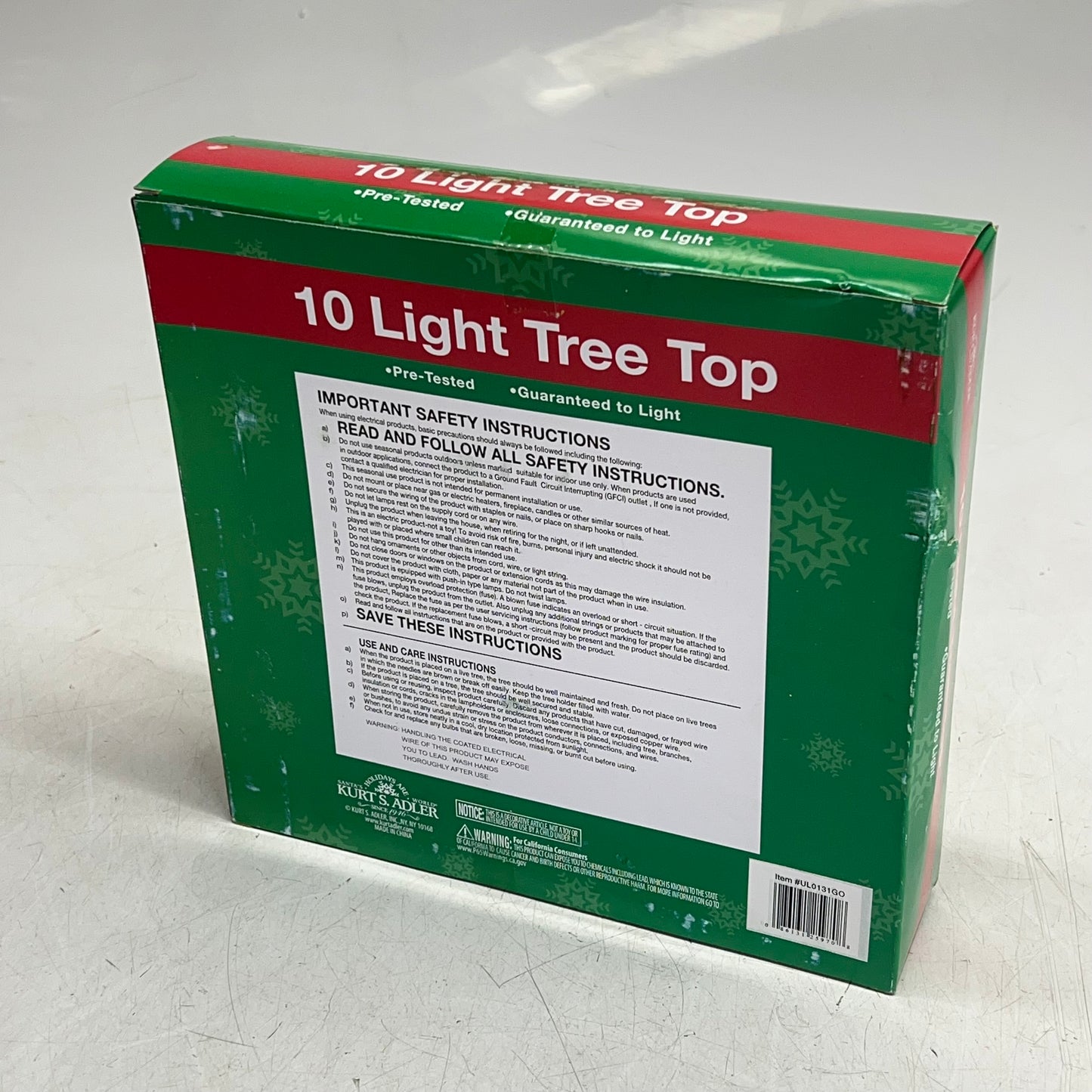 KURT S ADLER Wire Star Tree Topper Christmas Decor 9" 10 Light Gold UL0131GO