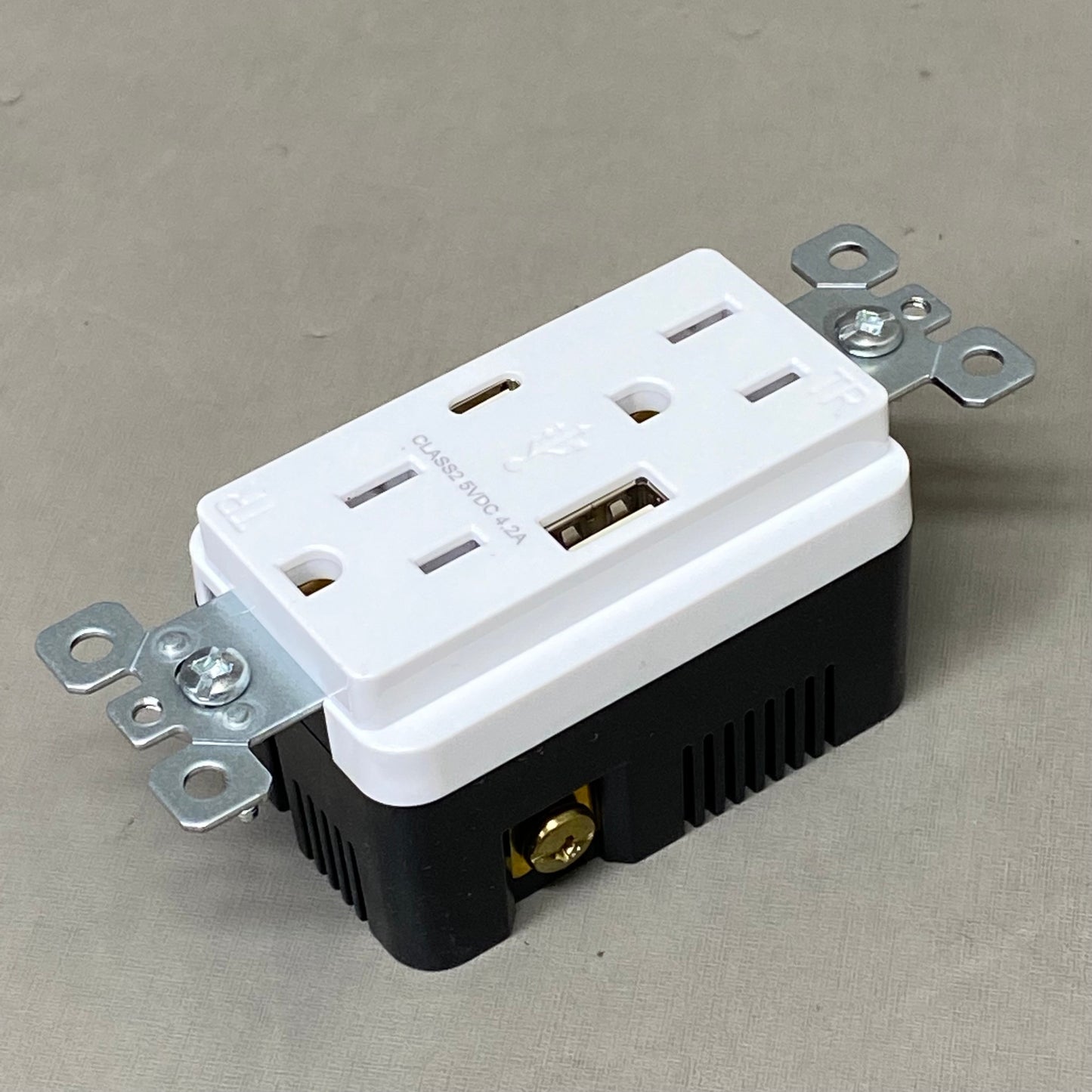 ELEGRP High Speed Duplex USB Receptacle 4.57"x1.93"x2.8" White R1615D42AC-WH