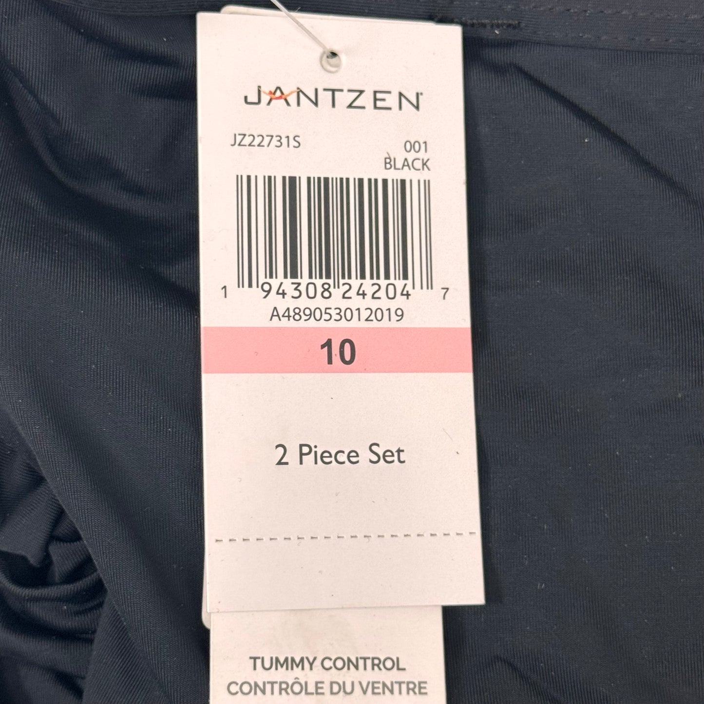 JANTZEN Womens Bathing Suit Women's Black Tankini Sz-10 JZ22731S