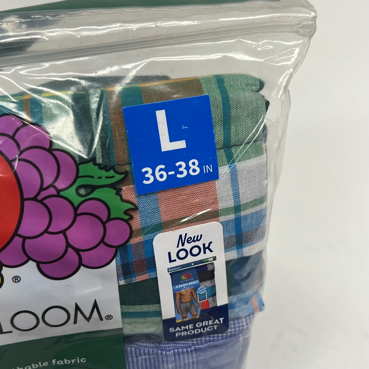 ZA@ FRUIT OF THE LOOM (3 PACK) Eversoft Breathable Fabric No Bunching Boxers Men's Sz L Plaid/Multicolor 590103