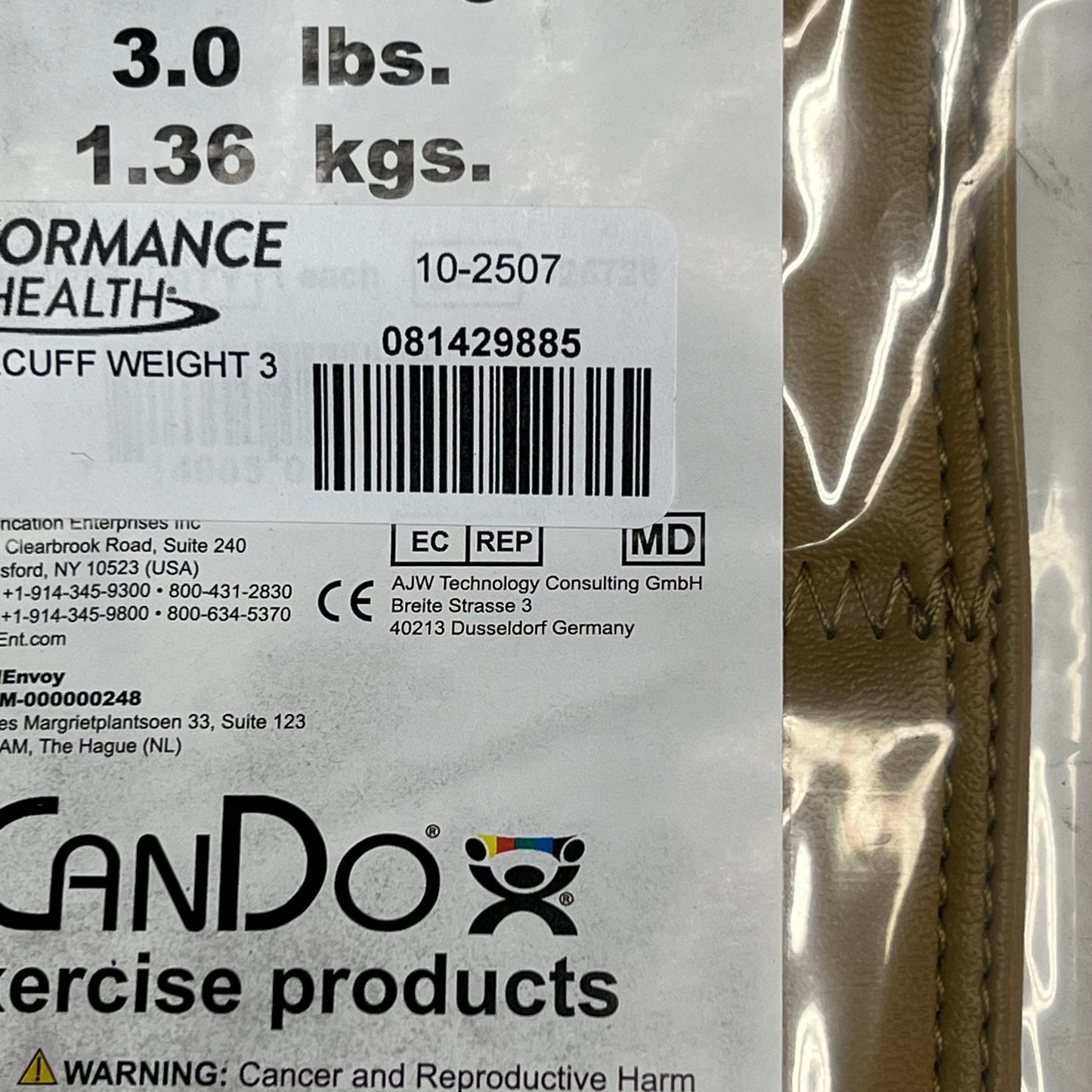THE CUFF Original Ankle & Wrist Weights Physical Therapy 3lb Brown 10-2507