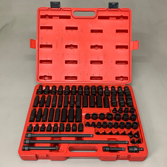 SUNEX Tools 3/8 Drive Master Impact Socket 80 Piece Set W/ Hard Red Case 3580