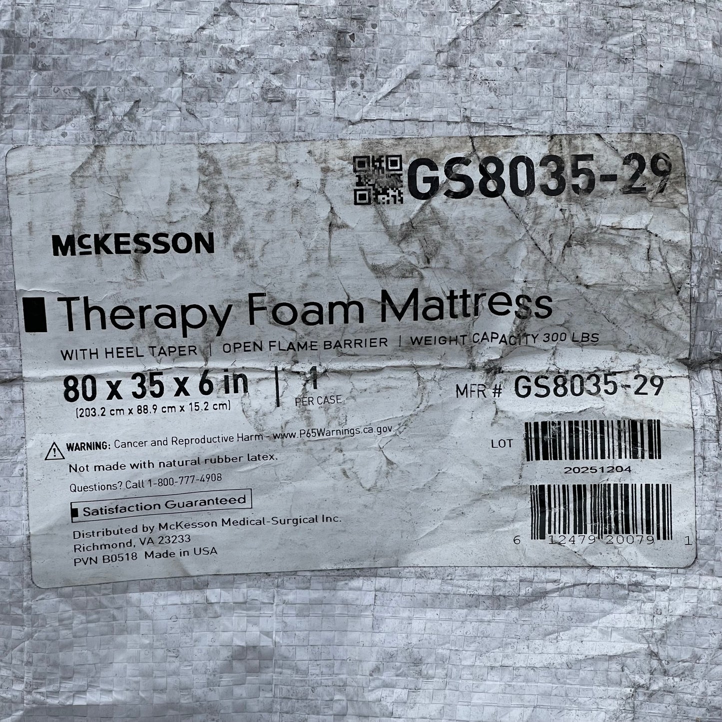 ZA@ MCKESSON Therapy Foam Medical Mattress Blue & Grey (AS-IS)