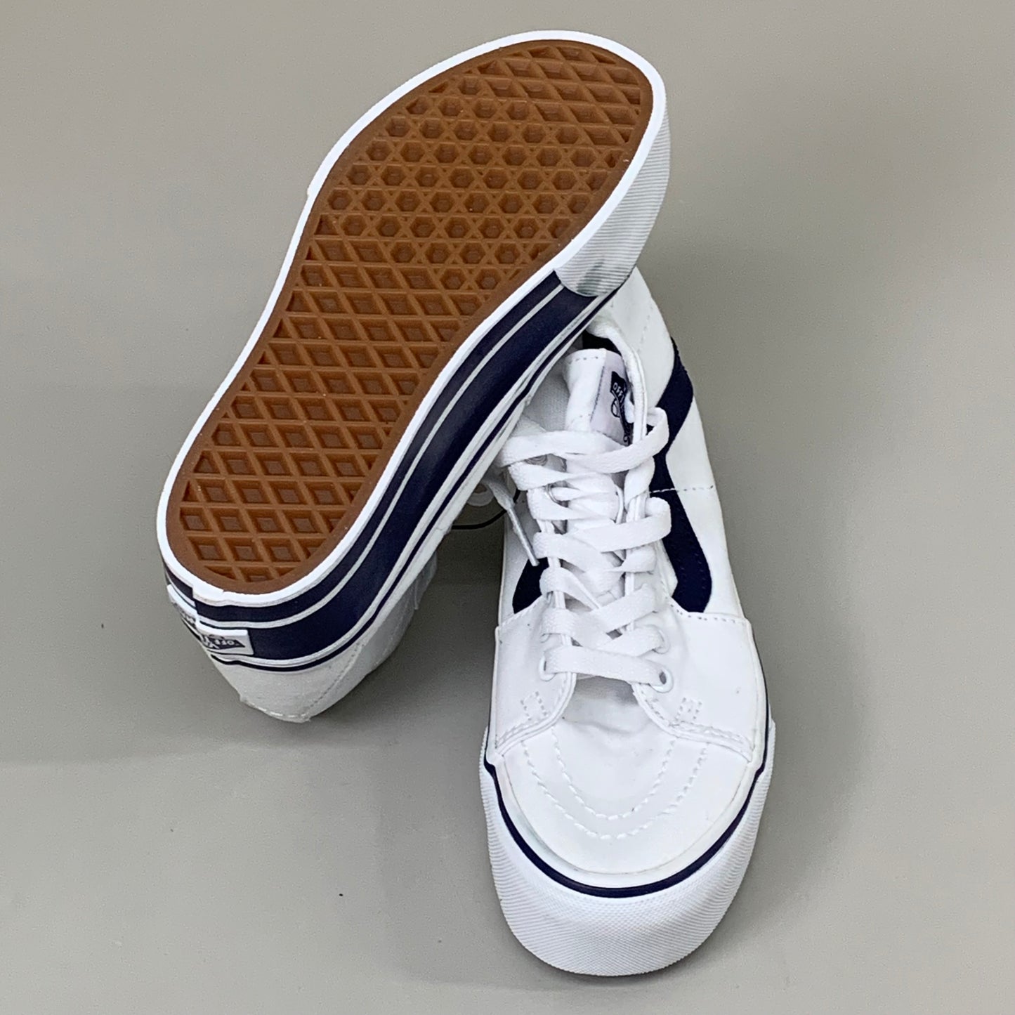 VANS Sk8-Hi Canvas Tapered Platform Sneaker Men's SZ 3.5 Women's SZ 5 Navy/White