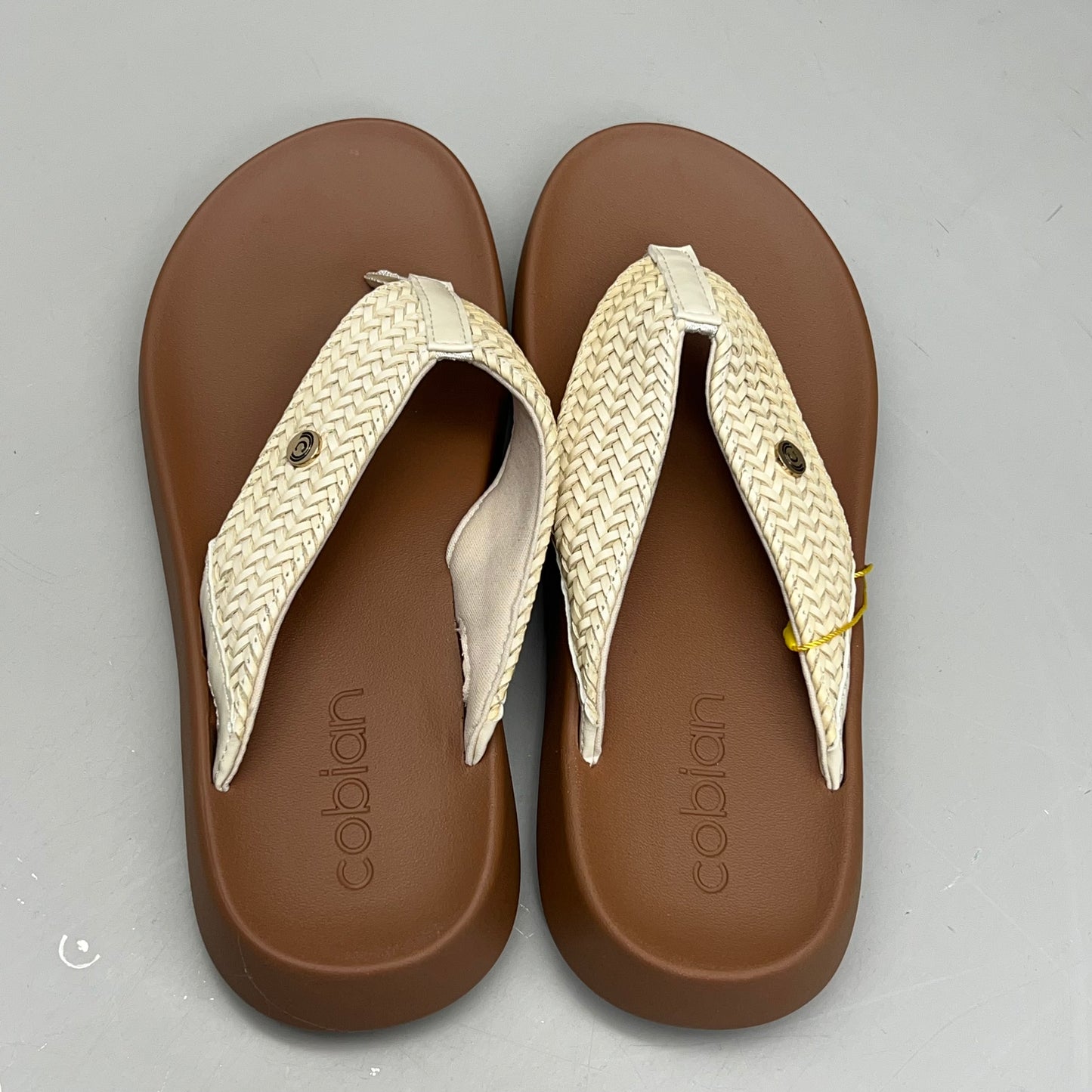 COBIAN Palmilla Braided Synthetic Leather Strap Women's Sz 6 EU 35.5 Cream PAL25-110-6