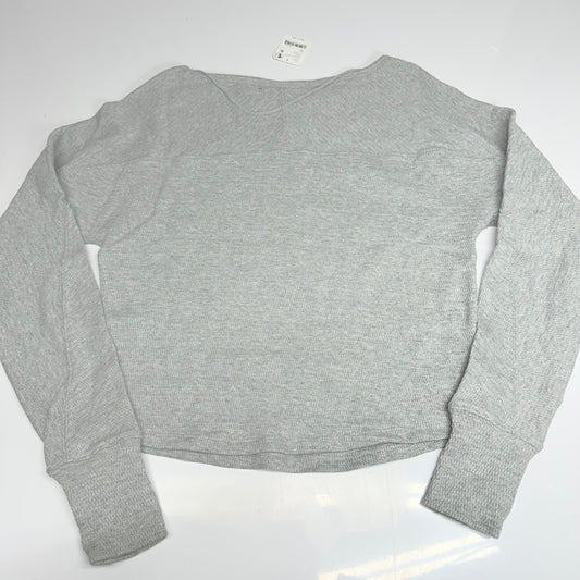 FREE PEOPLE Jess Long Sleeve Sz XS Textured Cotton Blend - Heather Grey 100275080