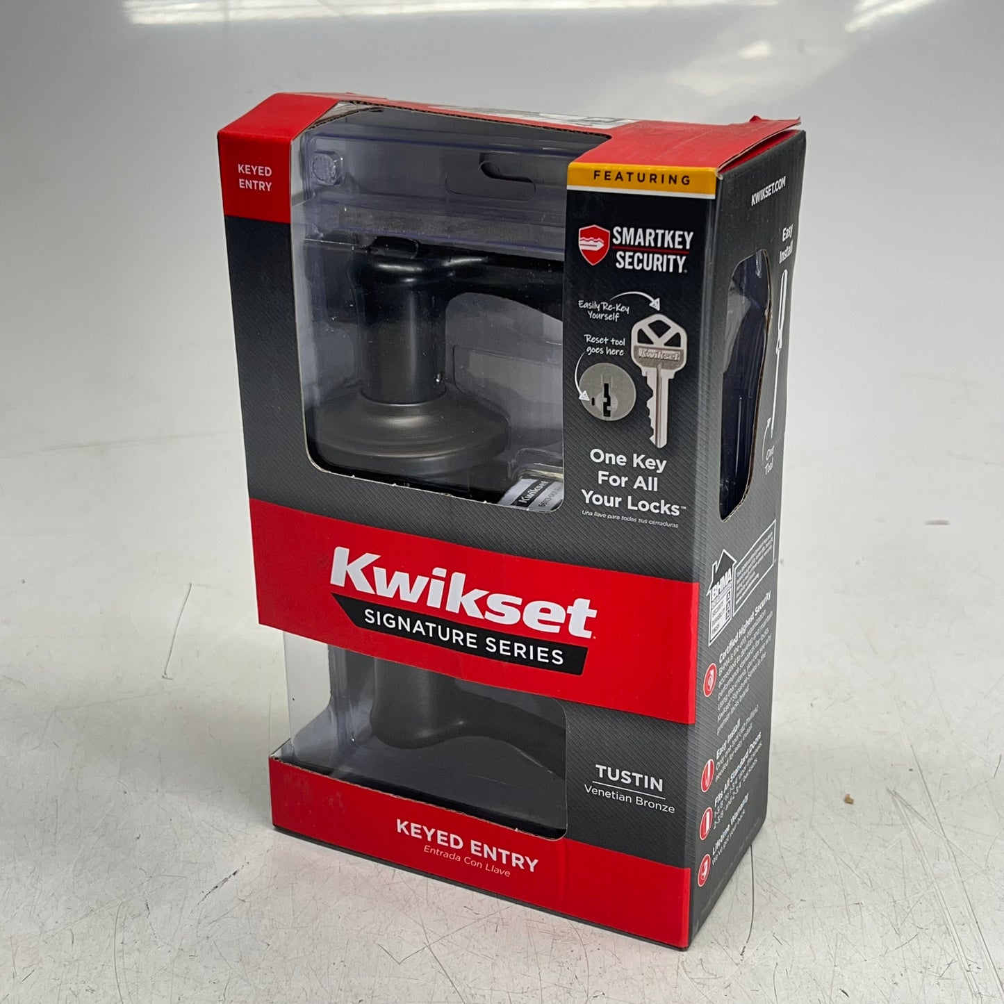 KWIKSET Tustin Exterior Entry Door Handle Smartkey Venetian Bronze 97402-733