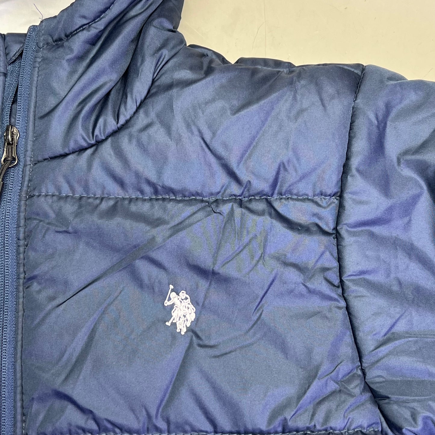 U.S. POLO ASSN. USPA Quilted Puffer Jacket Men's Sz S Navy/White 109689-P200A