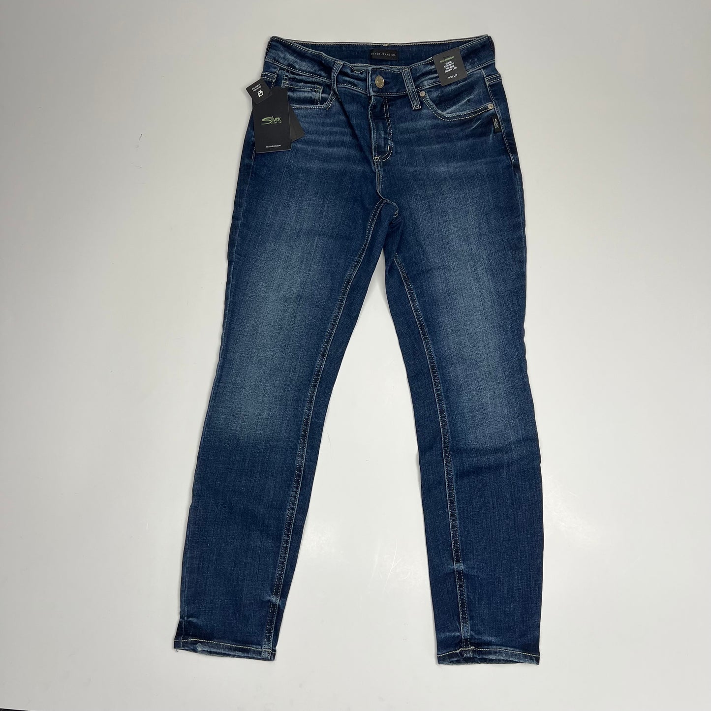 SILVER JEANS CO Elyse Curvy Fit Mid Rise Skinny Leg Jean Womens Sz 27/27 Indigo