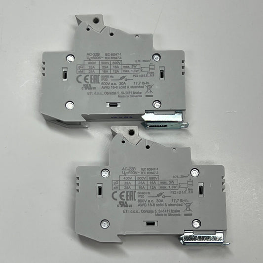 ETI (2 PACK) Modular Fuse Holder 1-Pole 30A 600V LEC/UL Din Rail Mount - White 002540001