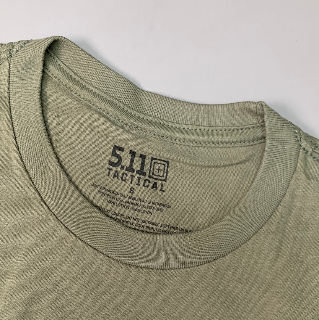5.11 TACTICAL Crazy Willy T-Shirt 100% Cotton 225 Military Green Sz S #76195