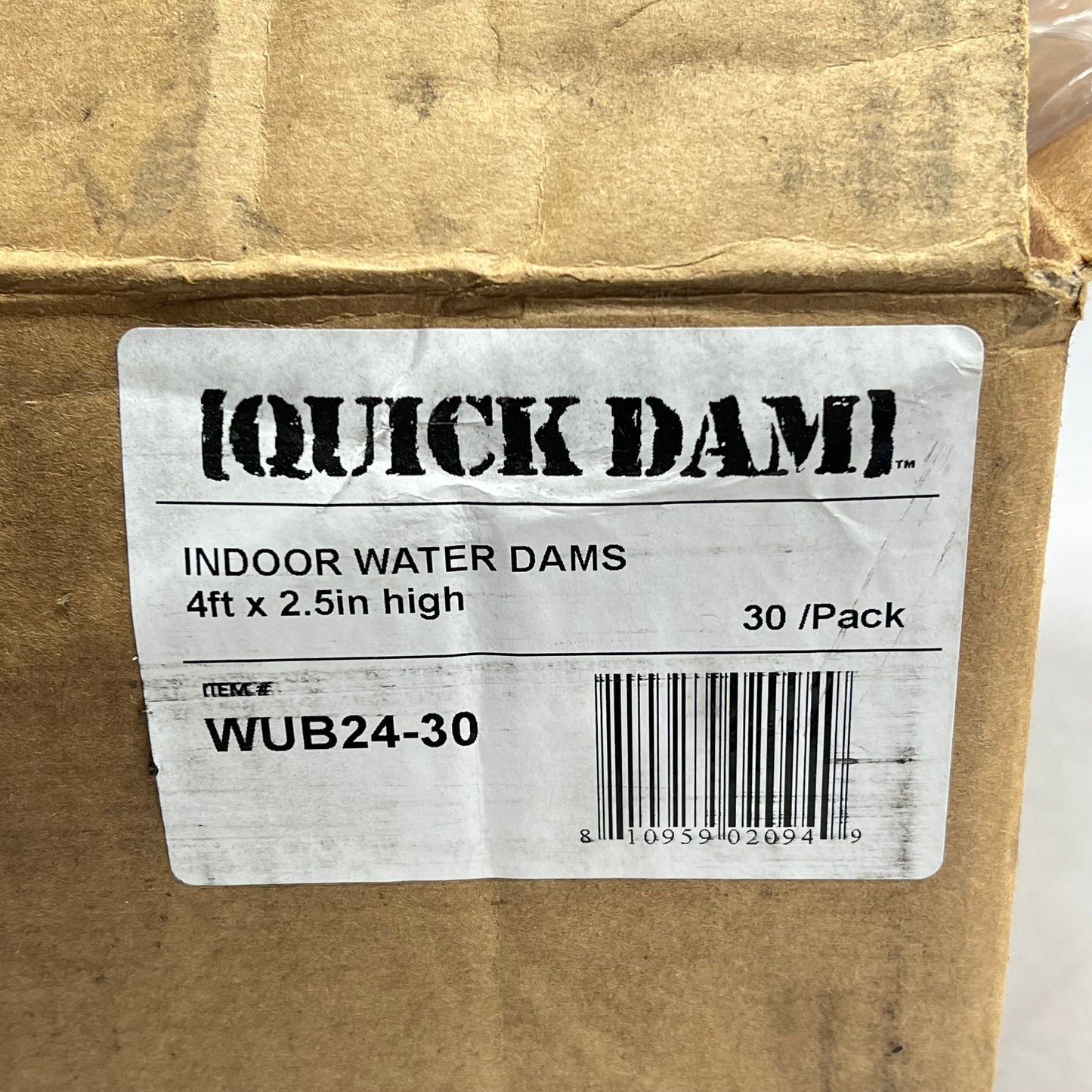 QUICK DAM (30 PACK) Indoor Water Dams 2.5"x4' Gel 3.75 Gal Orange WUB24-30