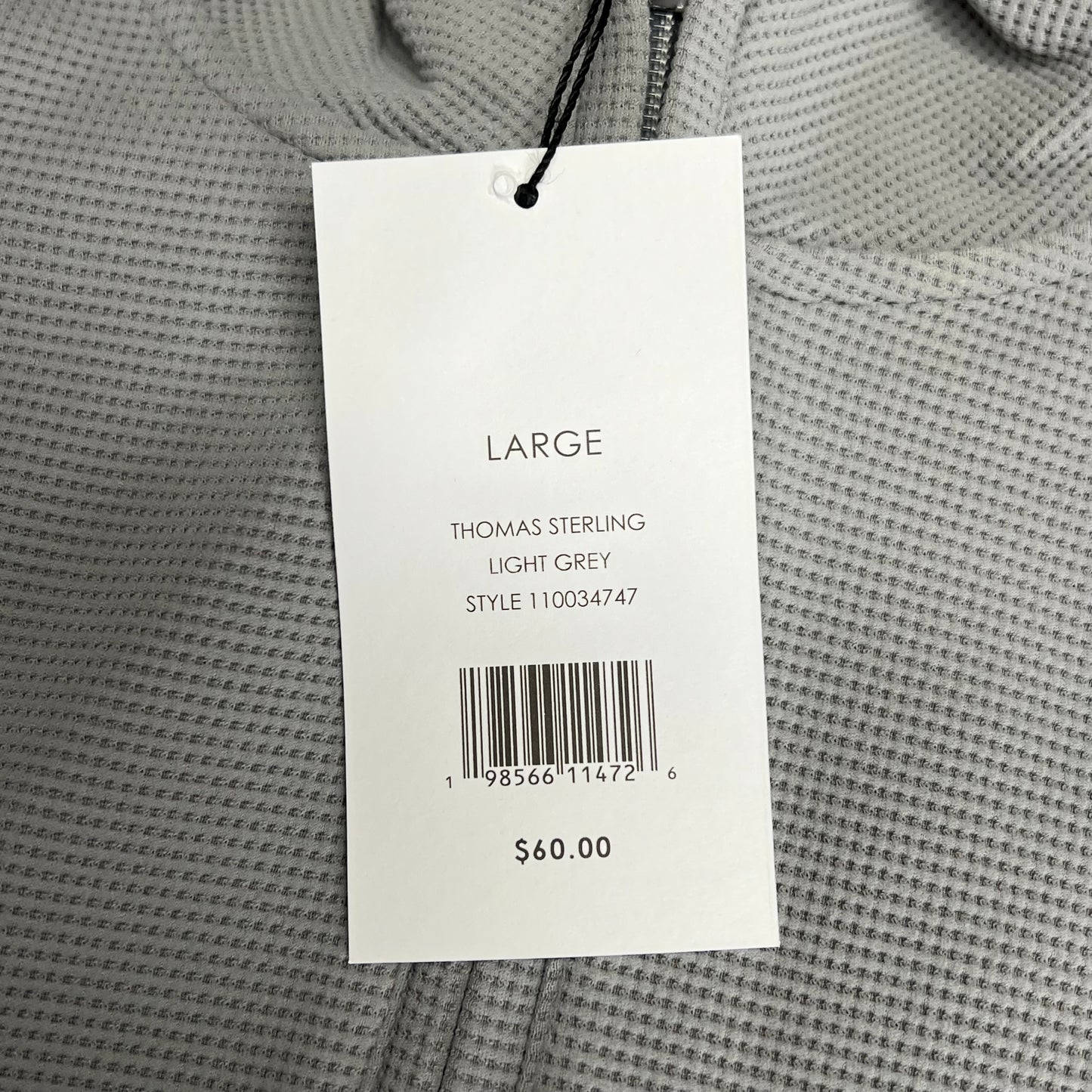 THOMAS STERLING Half Zip Soft Waffle Knit Jacket Mens Sz L Light Grey 1100034747