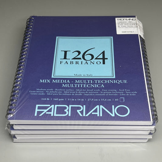 FABRIANO I264 Big (5 PACK) Mix Media - Multi -Technique Paper 60 Sheets each Pad