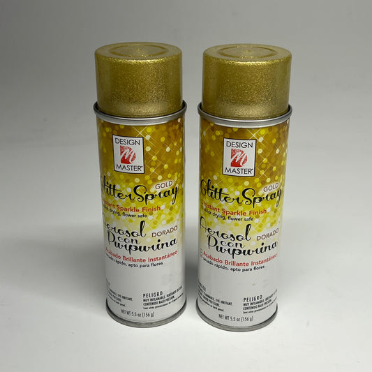 DESIGN MASTER (2 PACK) Glitter Spray Instant Sparkle Quick Dry 5.5oz Gold 831