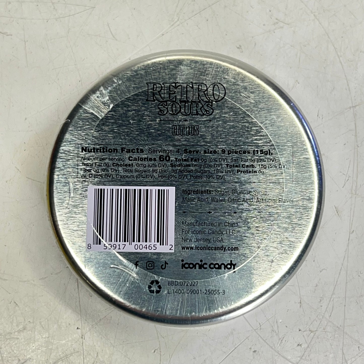ICONIC CANDY (8 PACK) Retro Sours Citrus Flavor Candy Tins 16.9oz Yellow