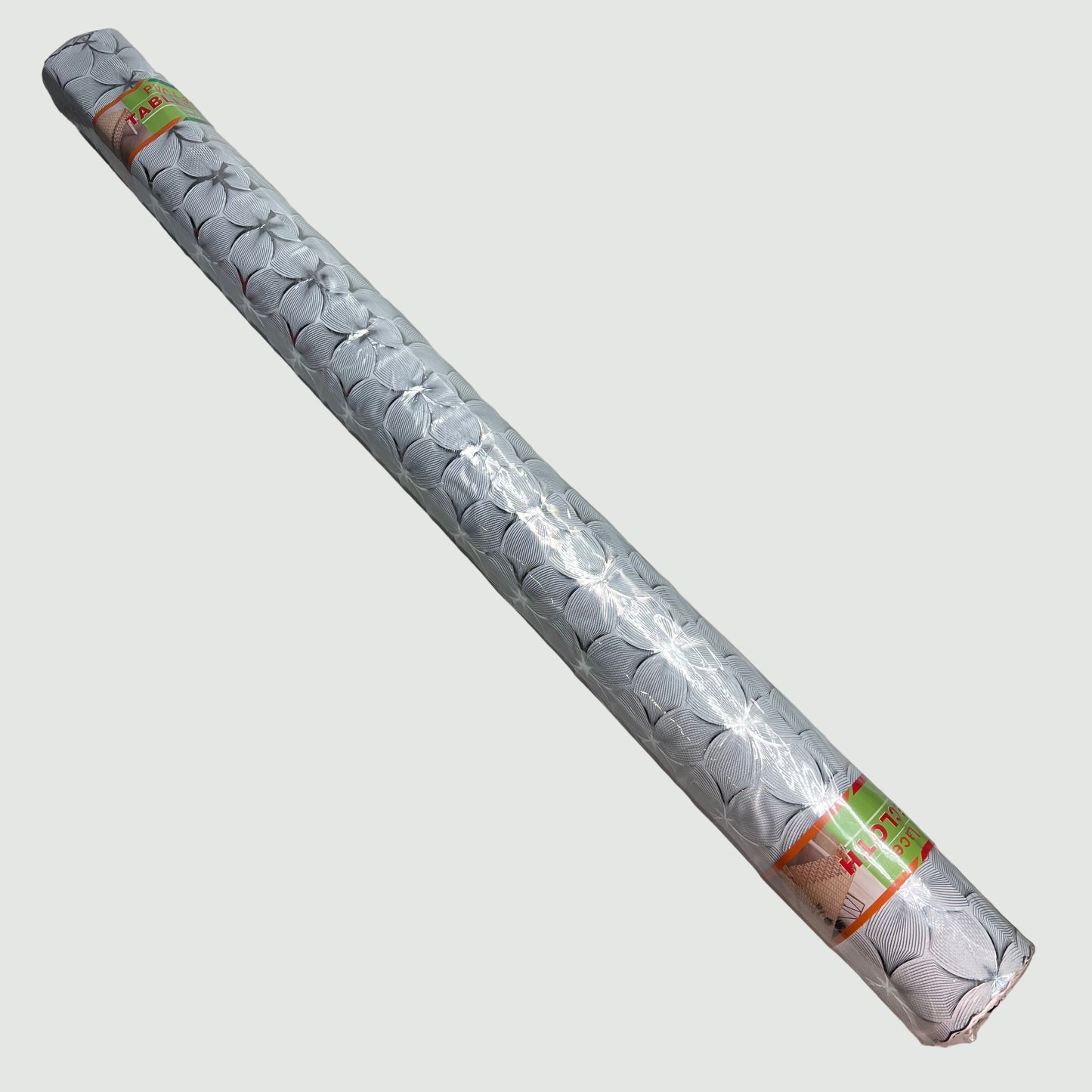 PVC Lace Dining Tablecloth Floral Pattern 54"x60' White/Silver