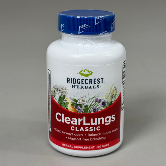 RIDGECREST HERBALS Clear Lungs Classic Breathing Support 500mg 60 Caps BB 01/28