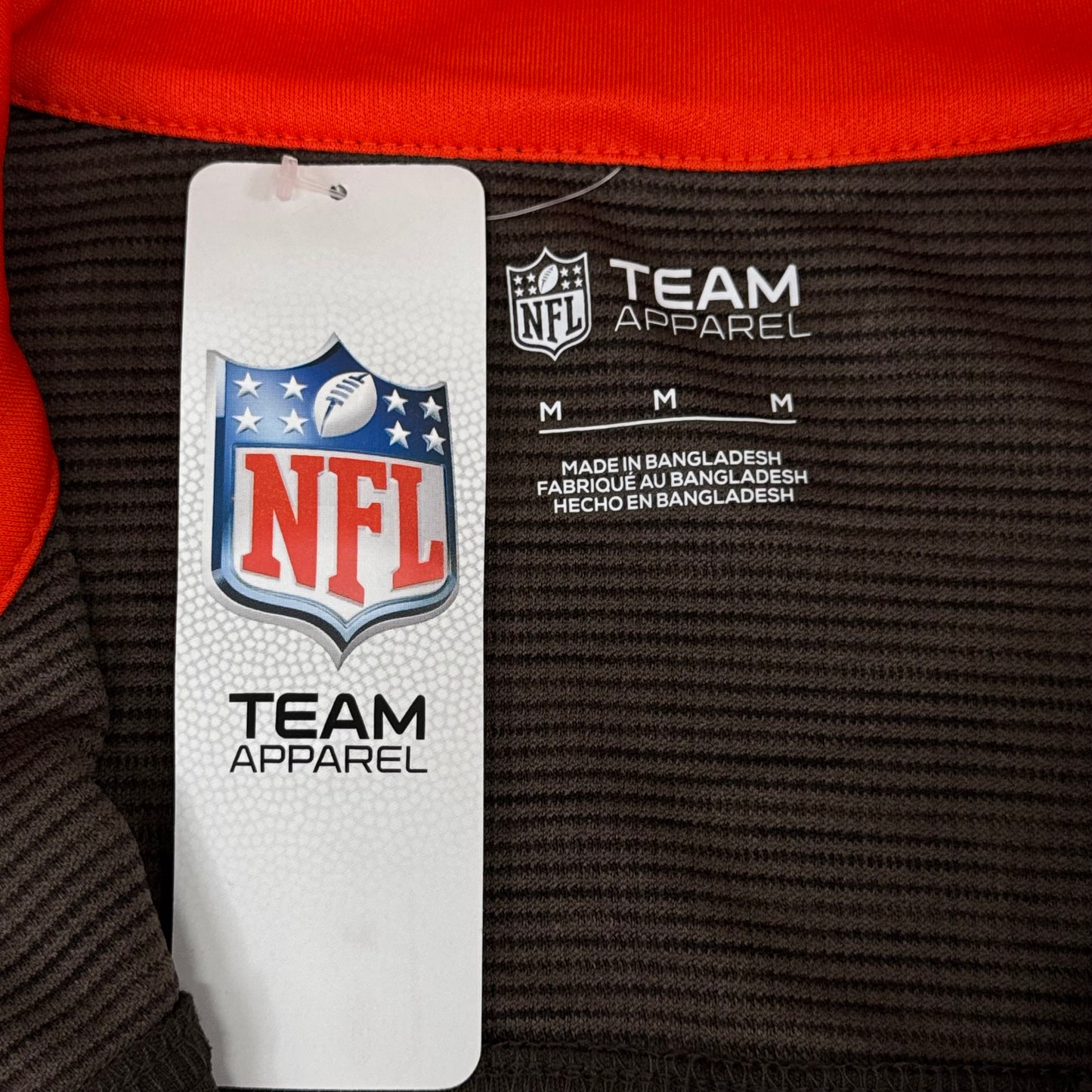 NFL Cleveland Browns Quarter Zip Pullover Shirt Long Sleeve M Brown 1802969