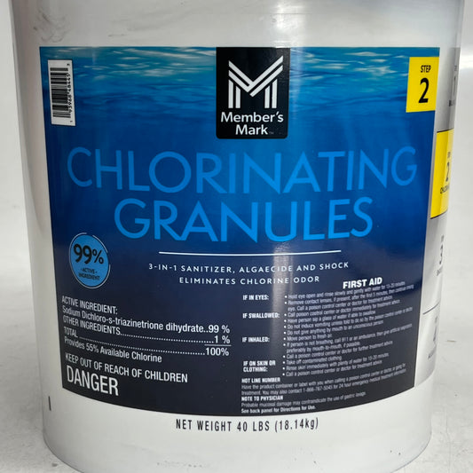 MEMBER'S MARK Chlorinating Granules EPA REG 935-42-71421 40lb