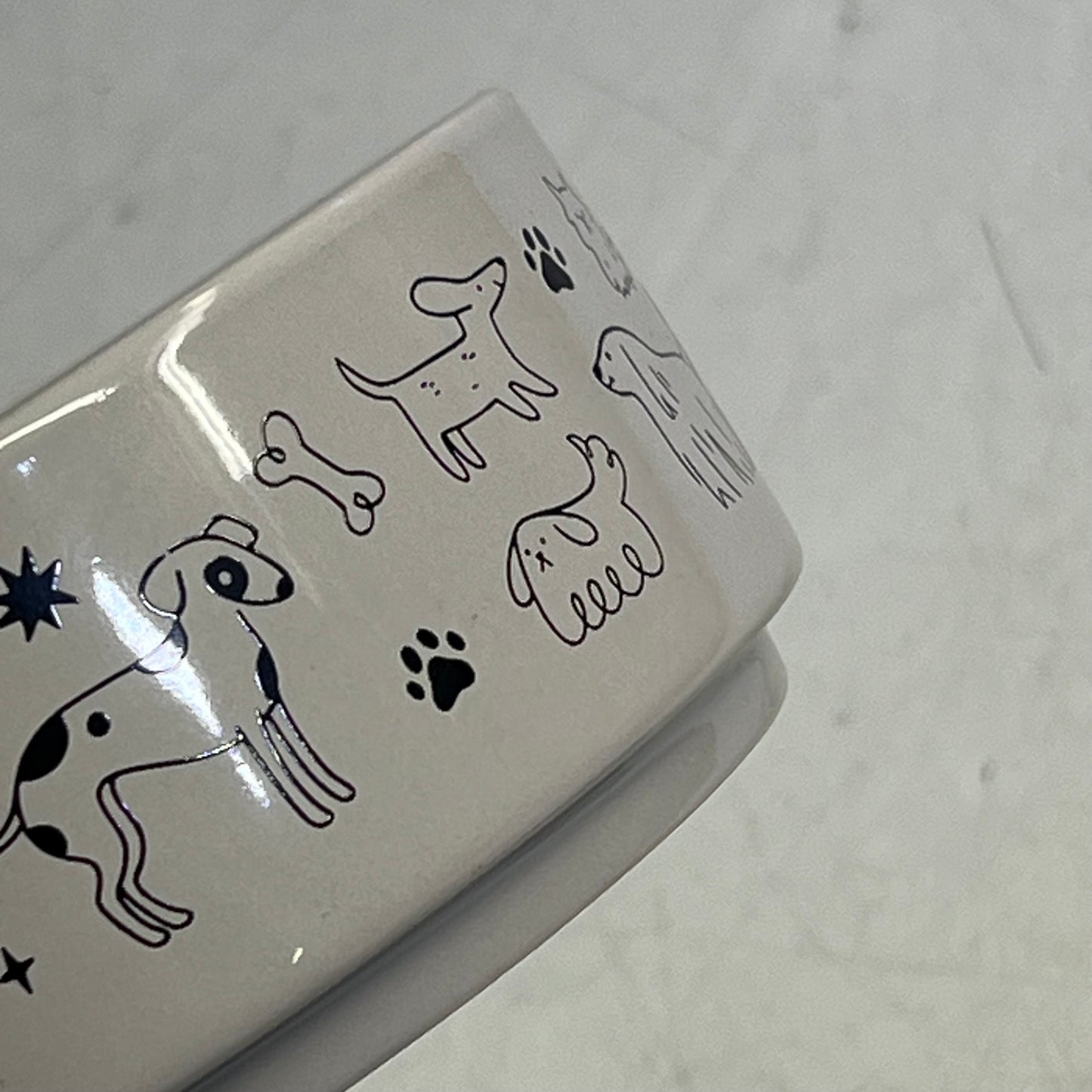 ZA@ INTERFORM (2 PACK) Ceramic Dog Feeding/Water Bowl Fits 2 Cups  Grey