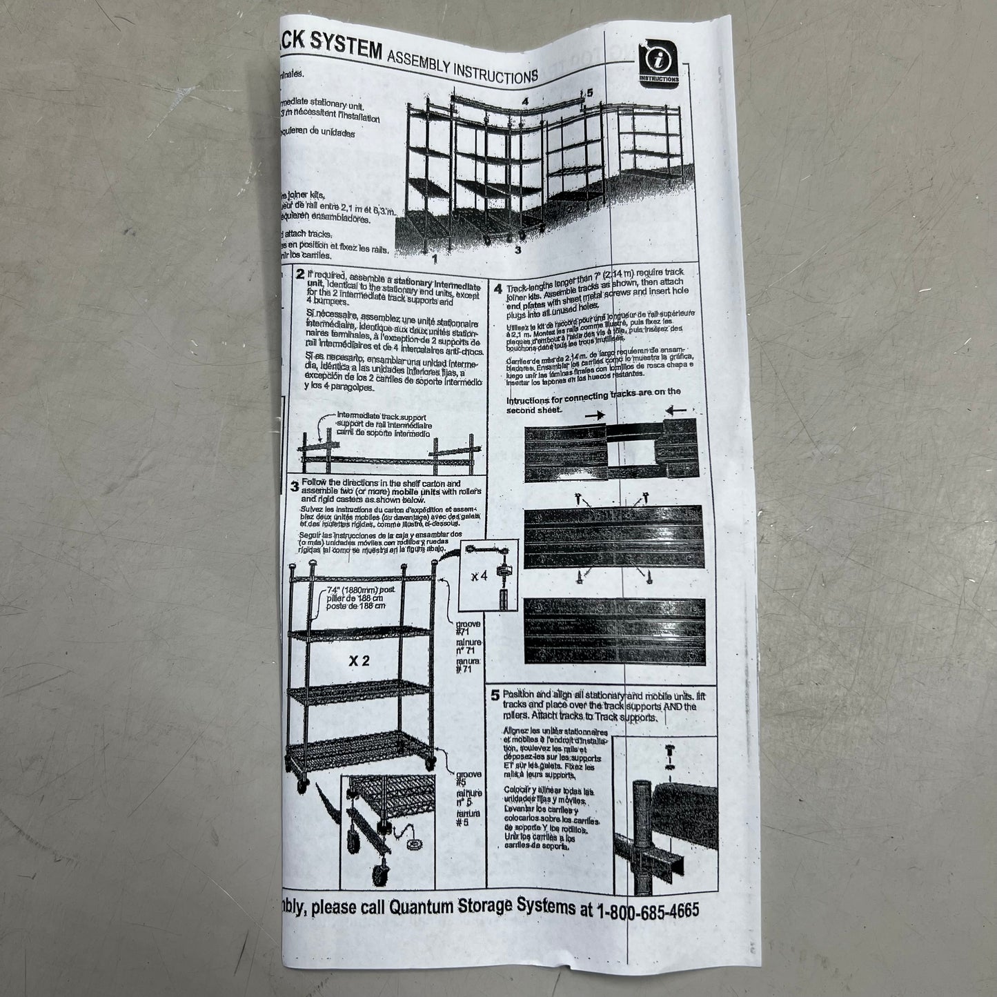QUANTUM (2 Pcs) Overhead Track - Aluminum Sz 60"L, Grey TK-5