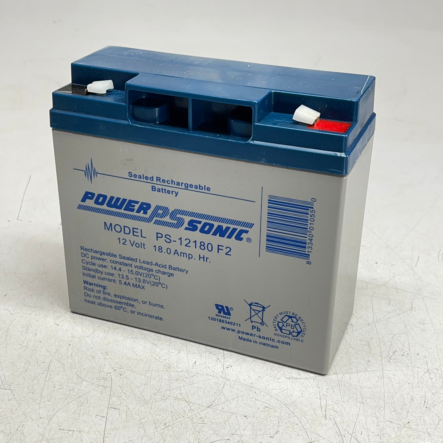 POWERPSONIC Sealed Lead Acid Battery Sla Battery 12V 18Ah Grey PS-12180 F2
