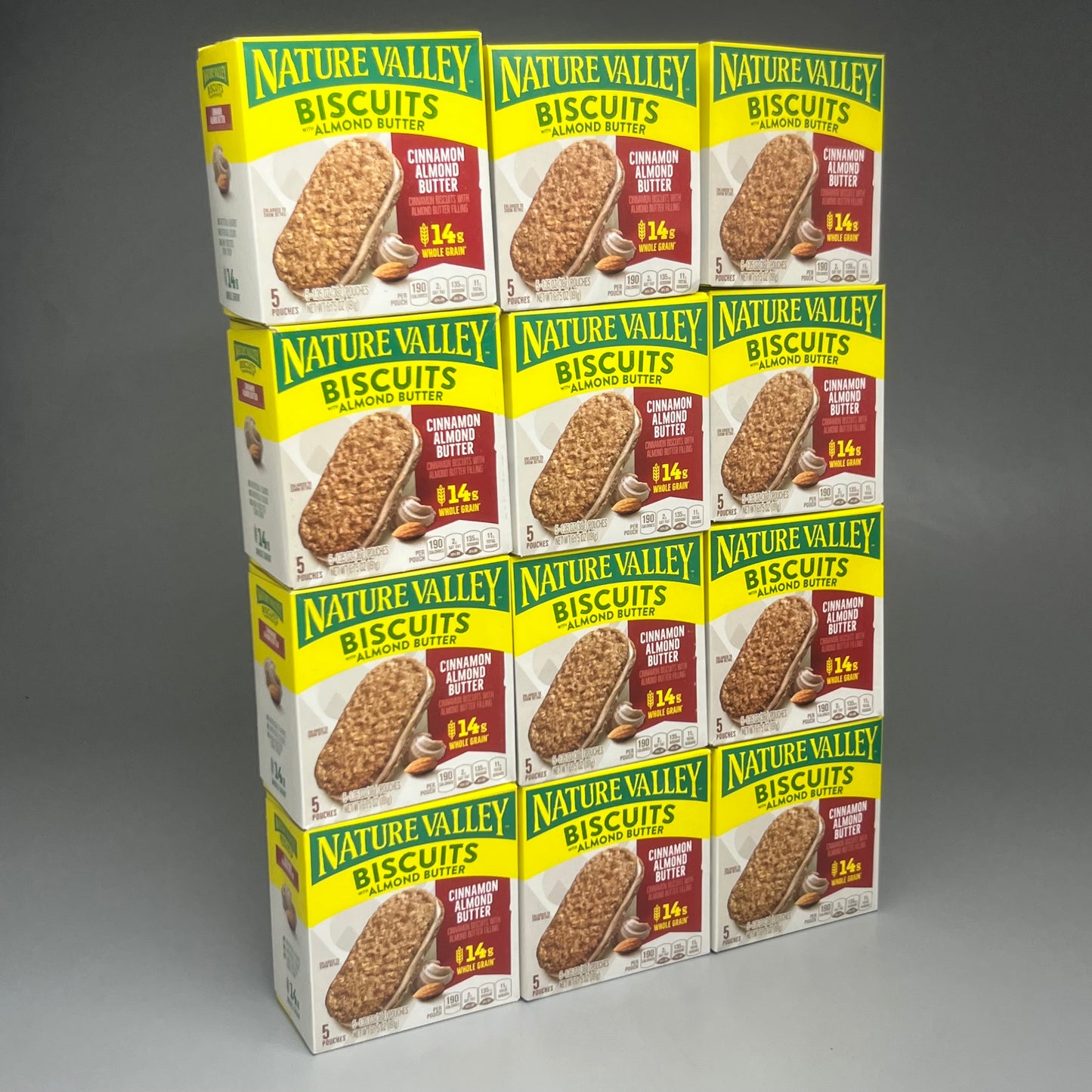 NATURE VALLEY (12 BOXES, 60 Total Bars) Biscuits w/Cinnamon Almond Butter 6.75 oz BB 11/24