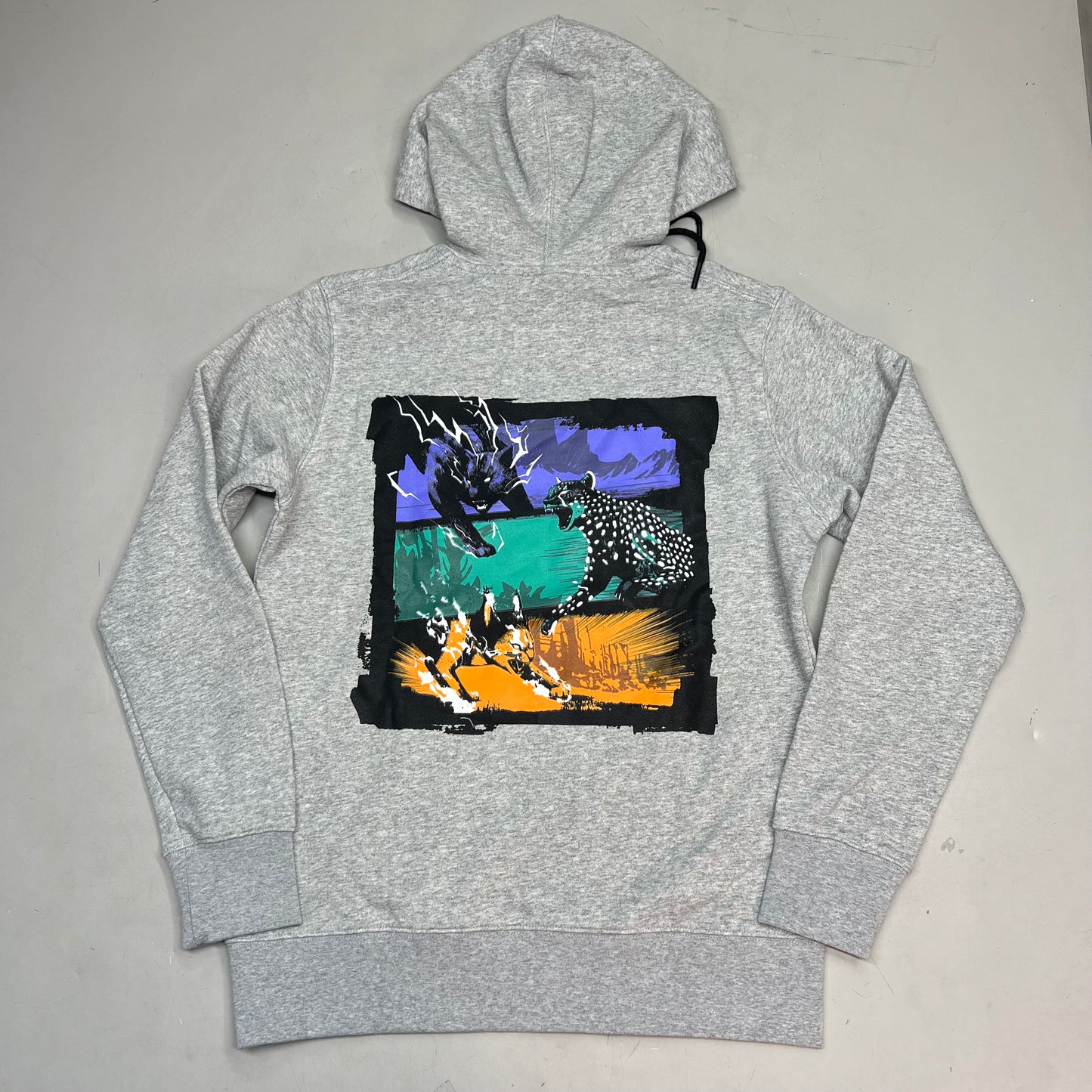 MONSTERCAT Records Hooded Pullover Sweatshirt  Men's Sz XS Heather Grey / Black