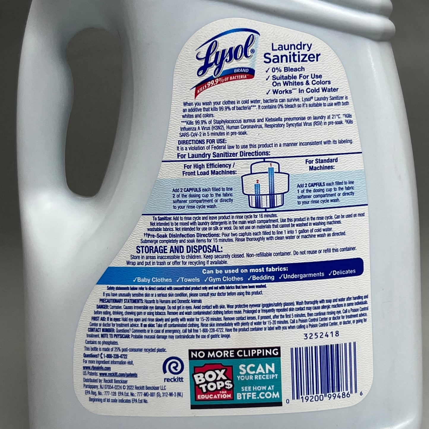 LYSOL (2 pack) Laundry Sanitizer 0% Bleach Crisp Linen 150 FL.OZ
