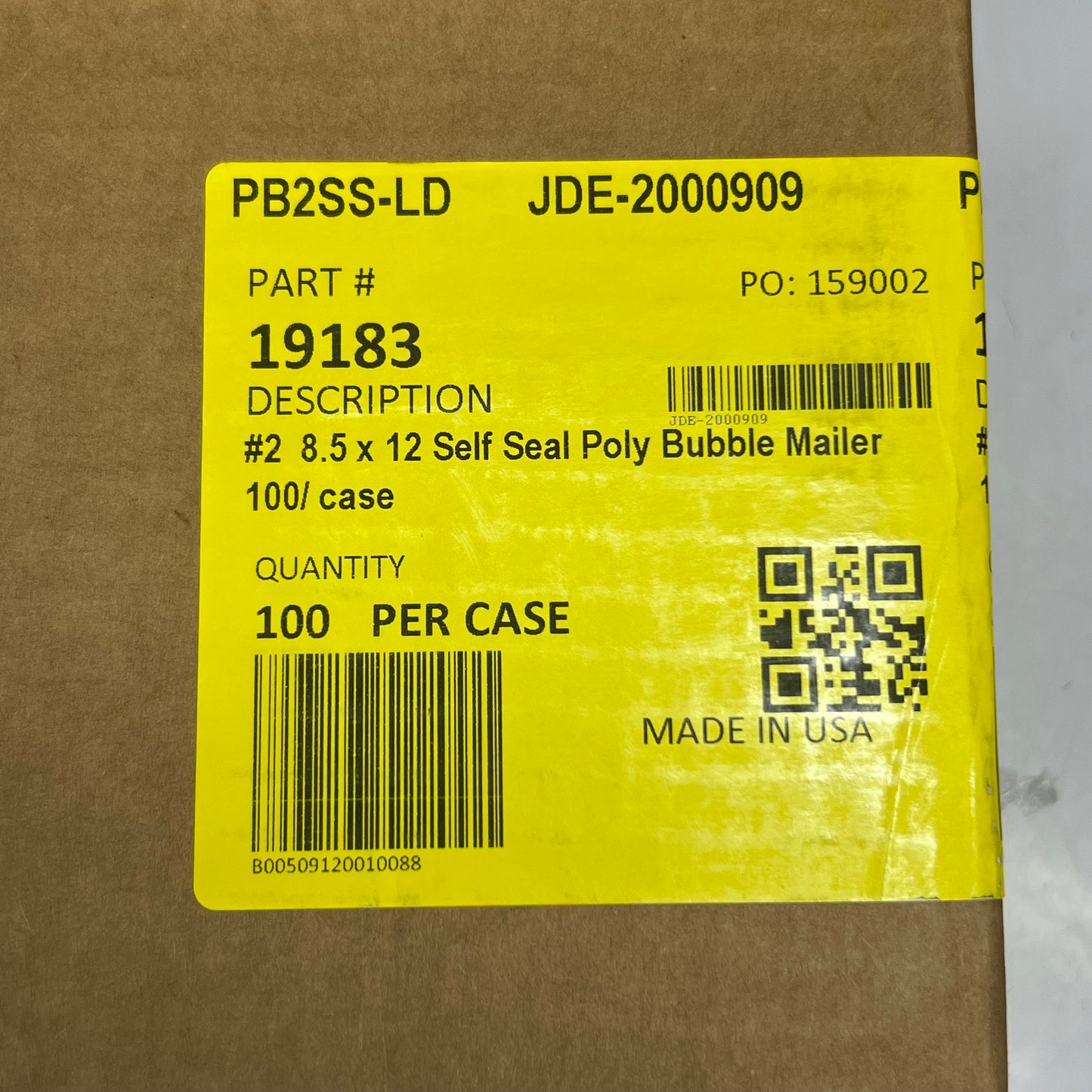ZA@ (100 PACK) Self Seal Poly Bubble Mailer #2 8.5" x 12" White 19183 F
