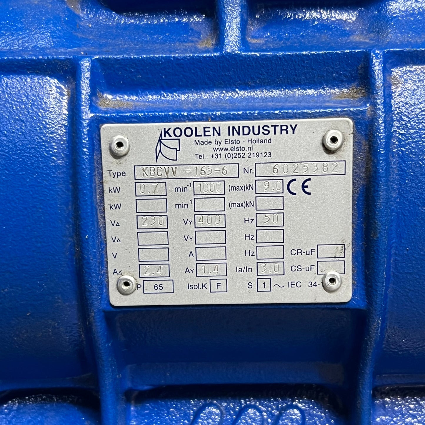 KOOLEN INDUSTRY ELSTO Cast Iron Vibrator Motors KBCVV-165-6 BLUE