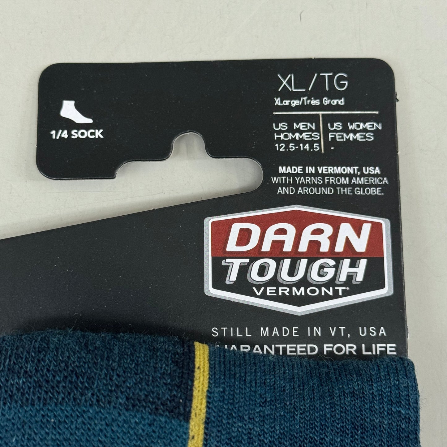 DARN TOUGH Hike/Trek 1/4 Socks Lightweight Men SZ XL 12.5-14.5 Dark Teal Merino Wool