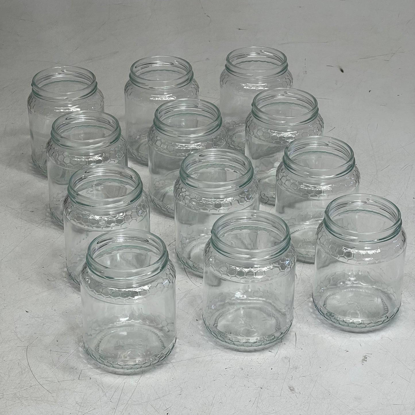 ZA@ GLASS VERRE (12 PACK) Round Glass Honey Jar 13 oz. Clear A