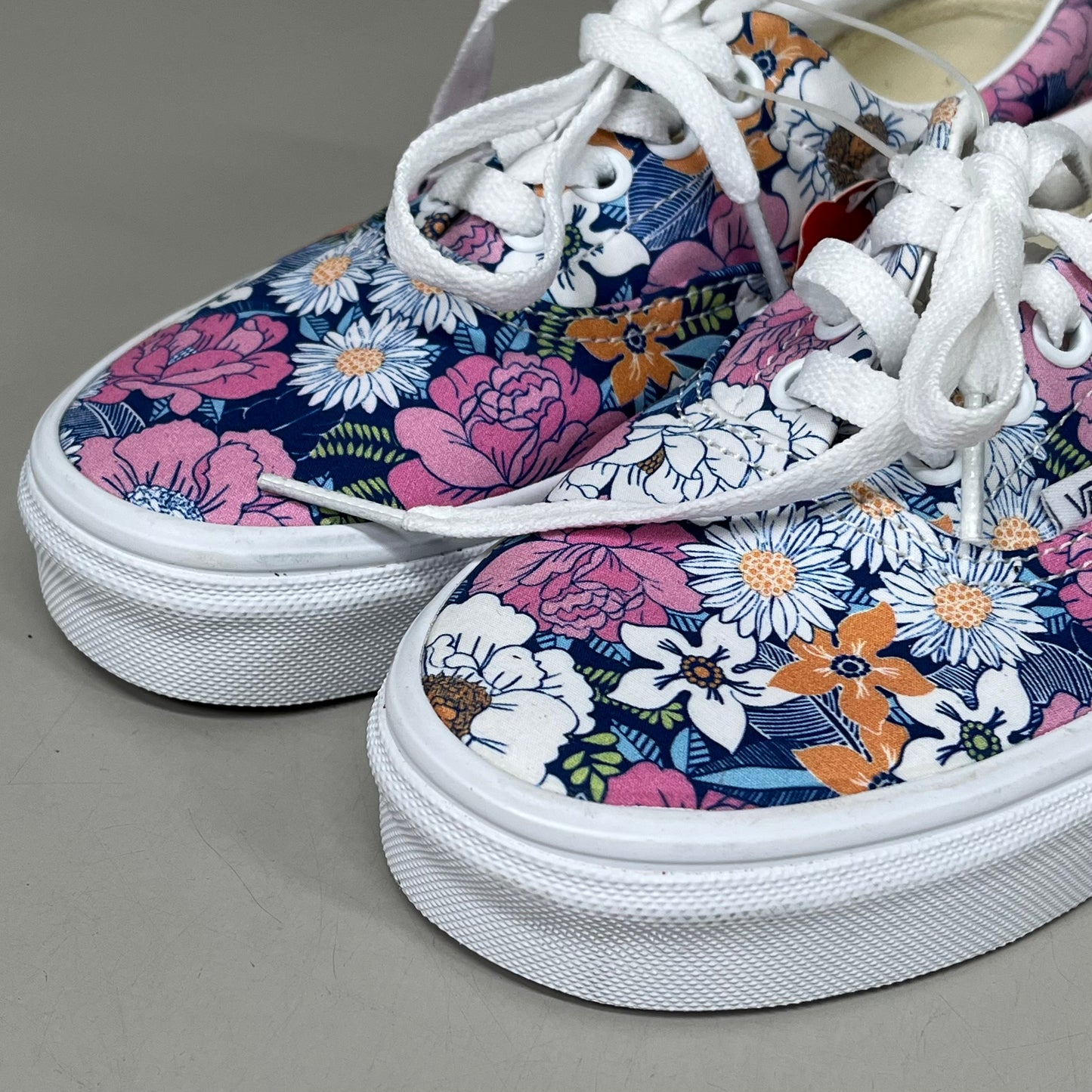 VANS Era Canvas Sneakers Women's Sz 5.0 Men's Sz 3.5 Blue & Pink Retro Floral
