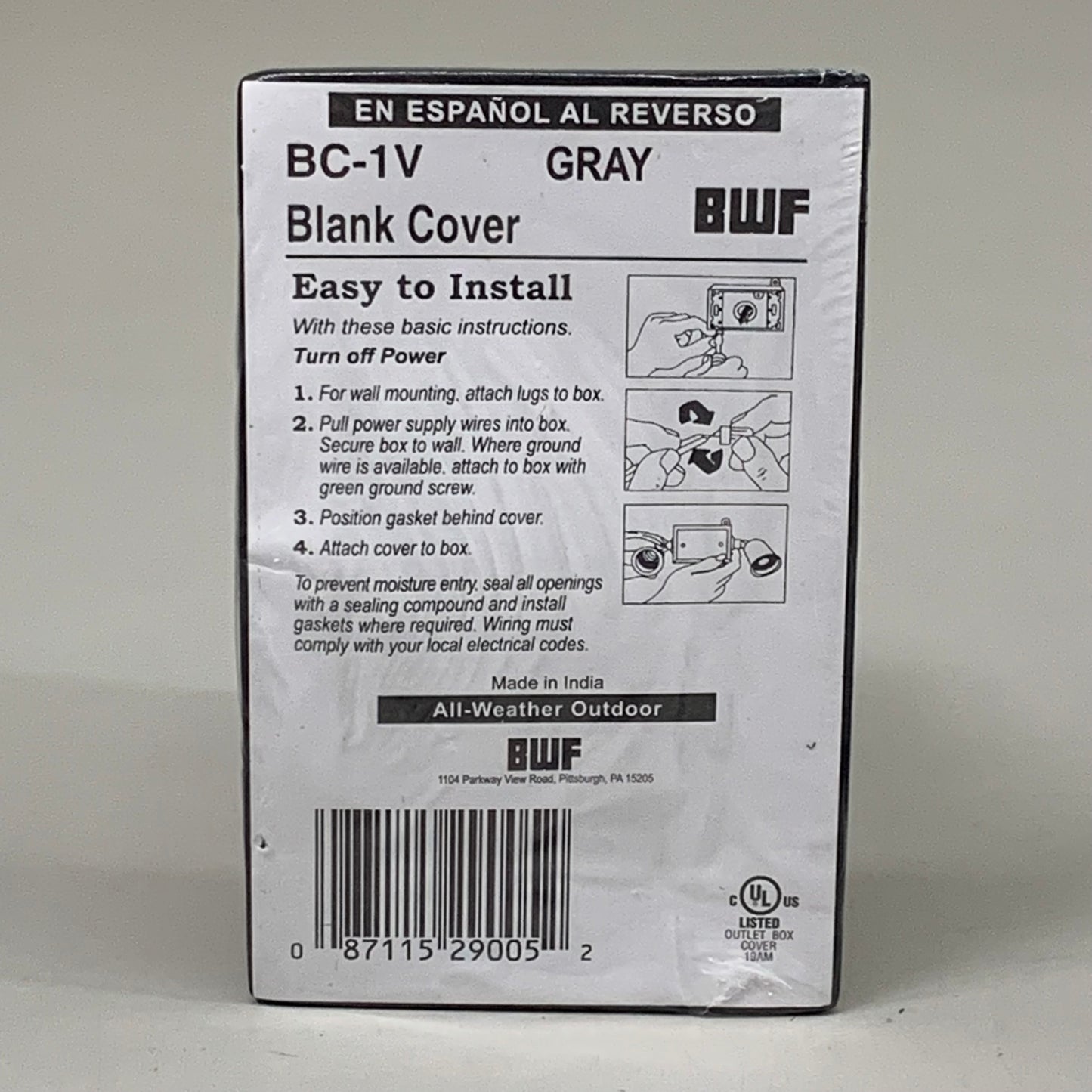 ZA@ BWF (6 PACK) Single Gang Weatherproof Blank Wallplate Grey BC-1V