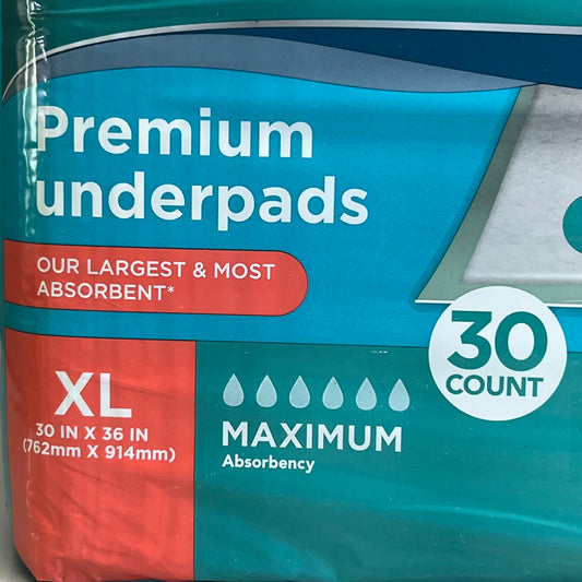 ASSURANCE (30 PACK) Premium Underpads Maximum Absorbency XL White 617779
