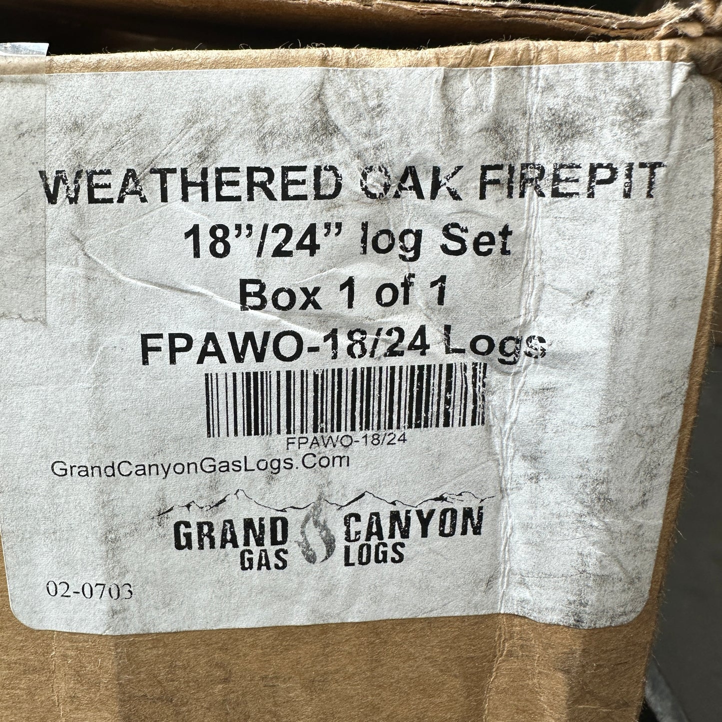 Grand Canyon FPAWO-18-24 Weathered Oak Fire Pit Logs Open Packaging