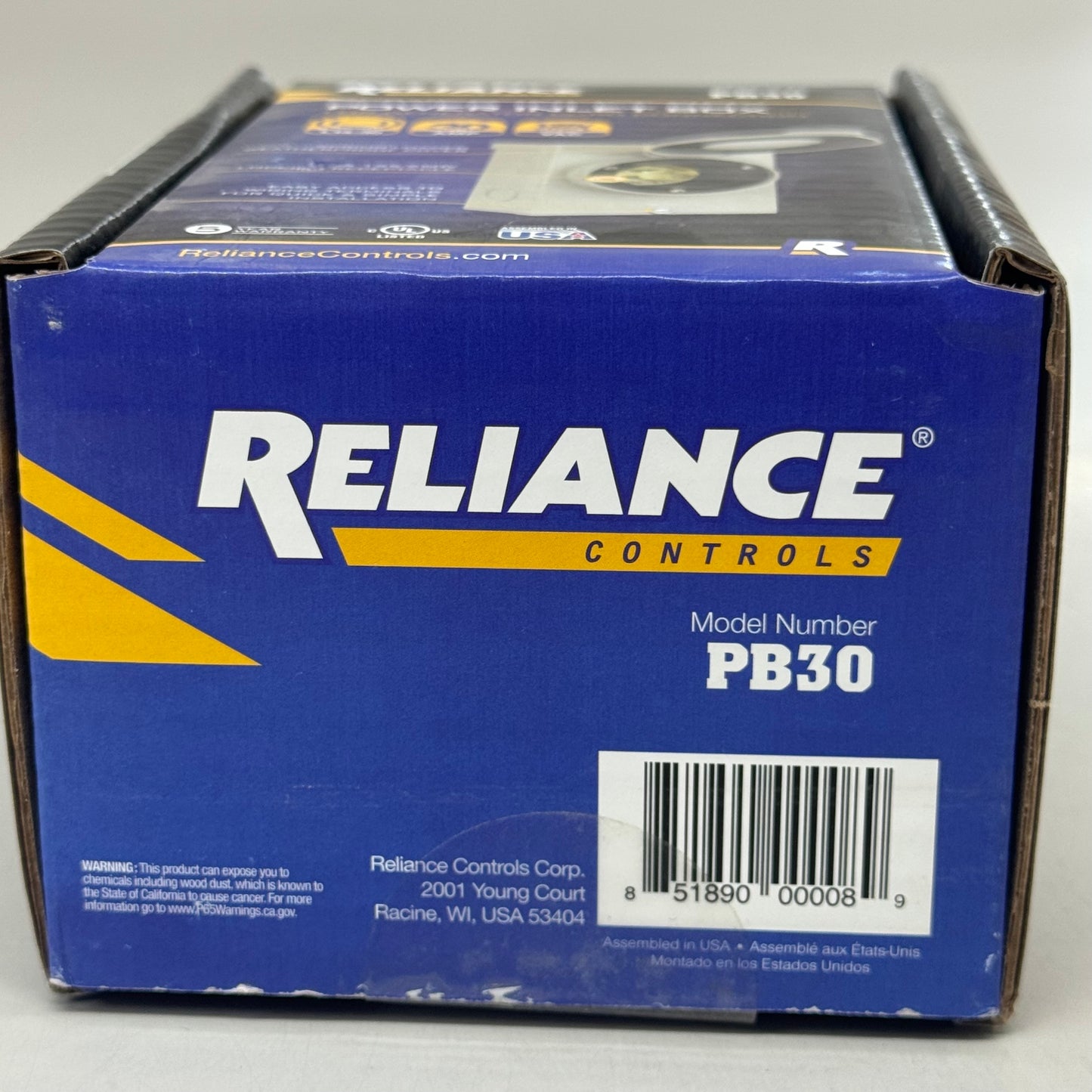 RELIANCE CONTROLS Power Inlet Box For Generator Cord Connection L14-30 Grey PB30