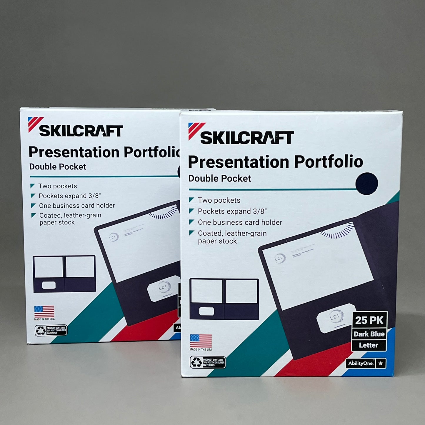 SKILCRAFT (2 PACK, 50 TOTAL) Double Pocket Presentation Portfolio Dark Blue