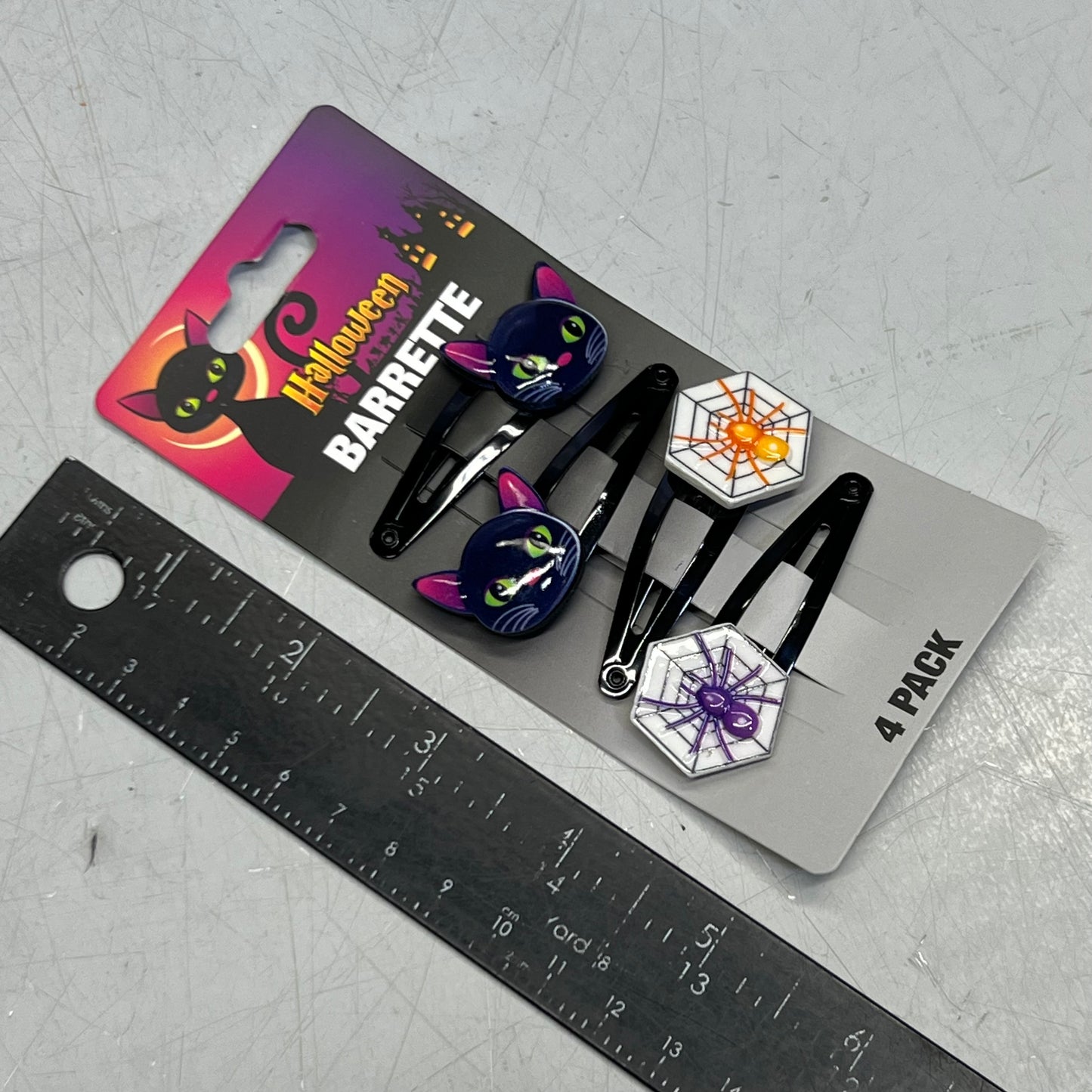 MAGIC SEASON (4 Pieces) Halloween Spiderweb Cat Barrette 768503