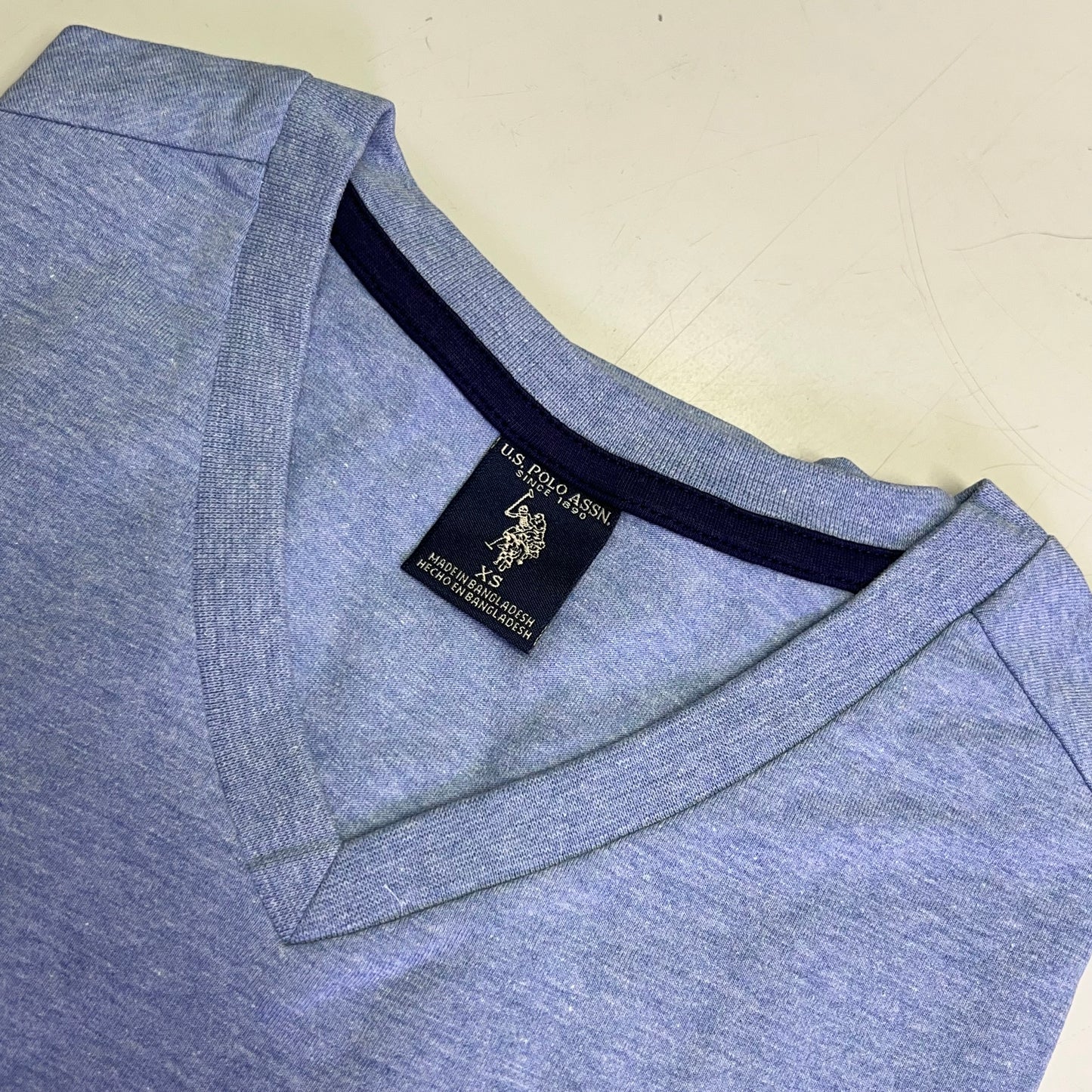 ZA@ U.S. POLO ASSN V-Neck Short Sleeve Tee Shirt Men's Sz XS Sedona Heather Blue