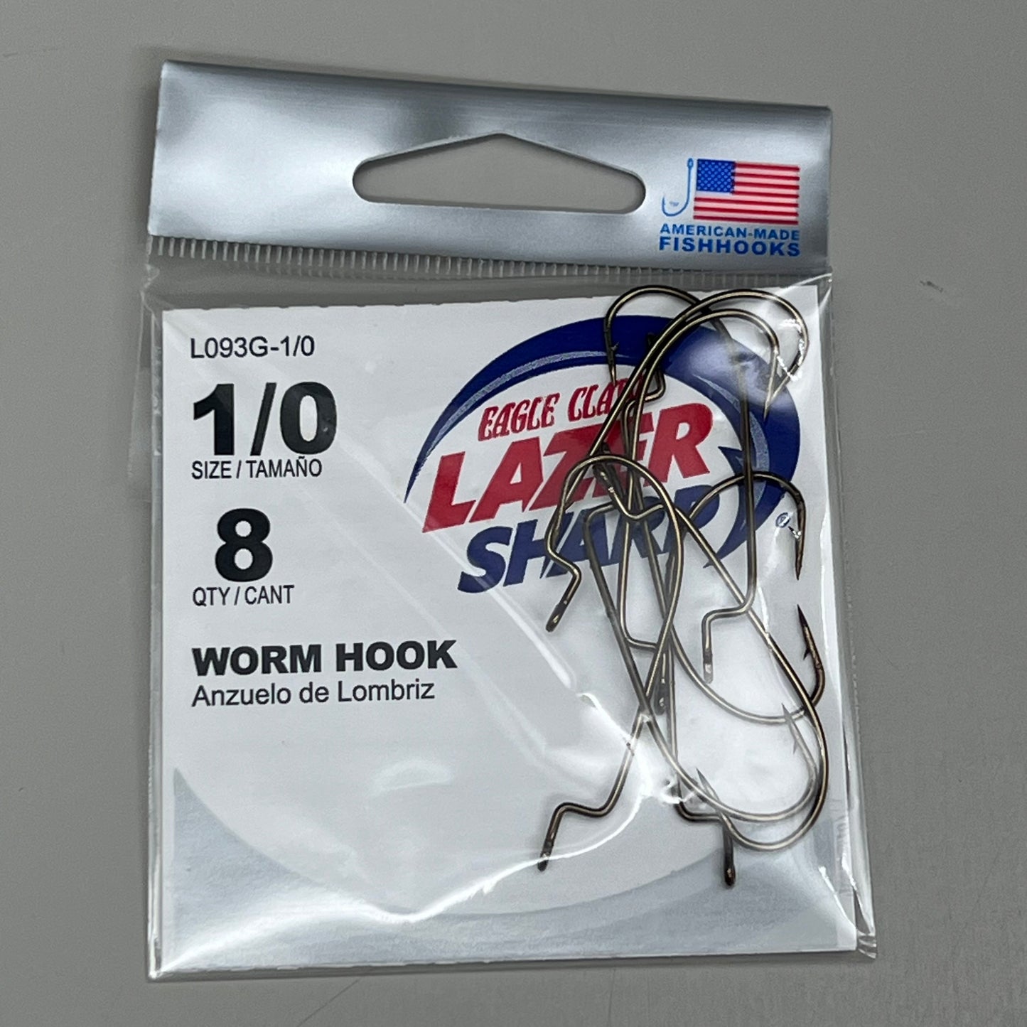 EAGLE CLAW (5 PACK) High Carbon Steel Worm Hook Bronze #1/0 8pc L093G-1/0