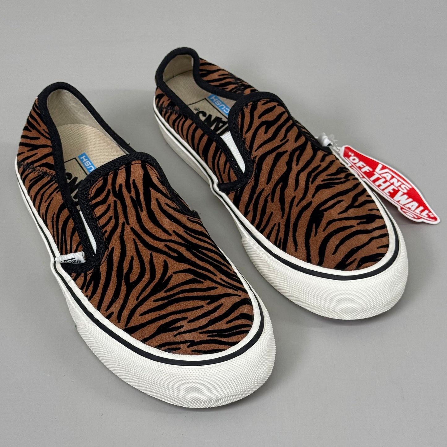 VANS Slip-On Suede Zebra Ultra Cushion Men's SZ 4.5 Women's Sz 6 Brown/Black