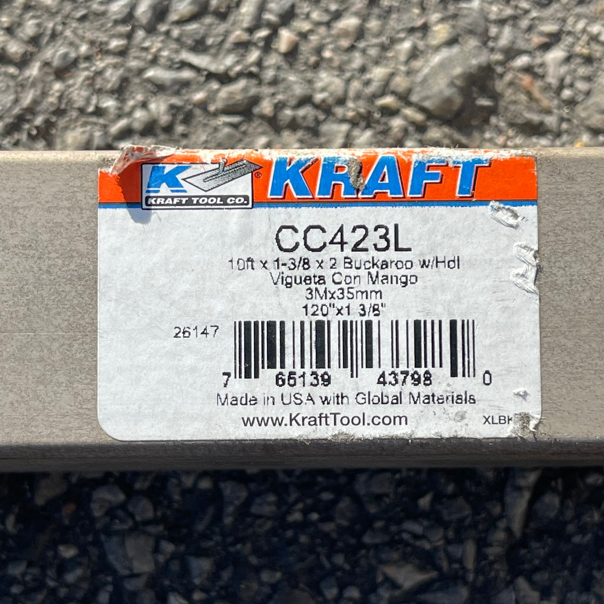 KRAFT TOOL CO. Buckaroo Straight Edge W/ Level Vial Handle 10' x 1-3/8" x 2" Magnesium CC423L (Good)